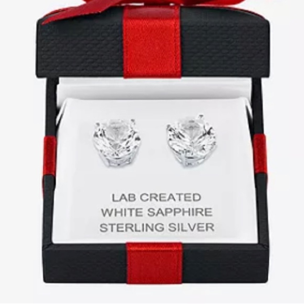 Sterling Silver Lab Created White Sapphire 9mm Stud Earrings